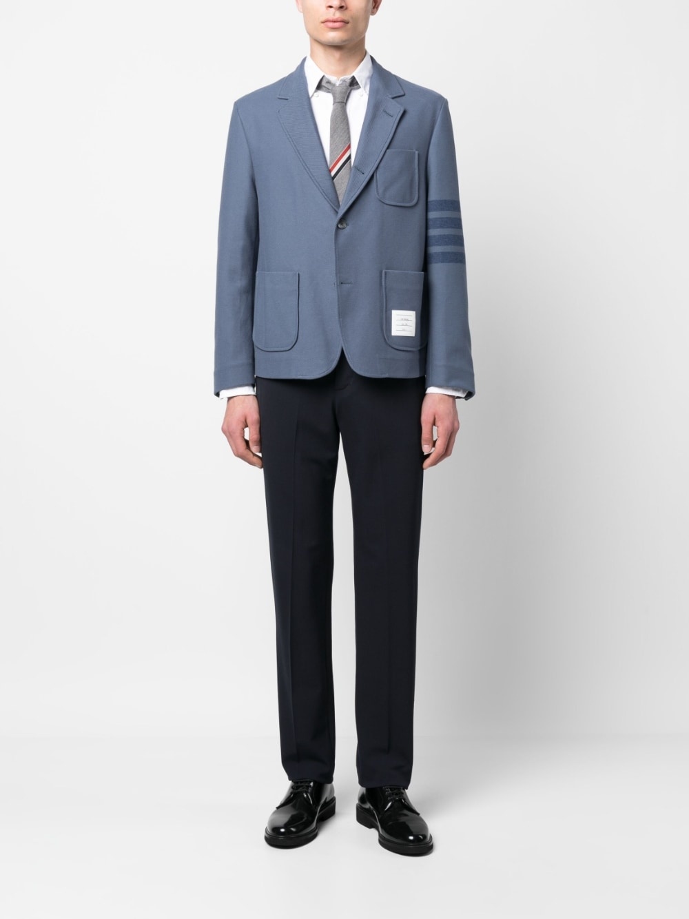 striped-sleeve cotton blazer - 2