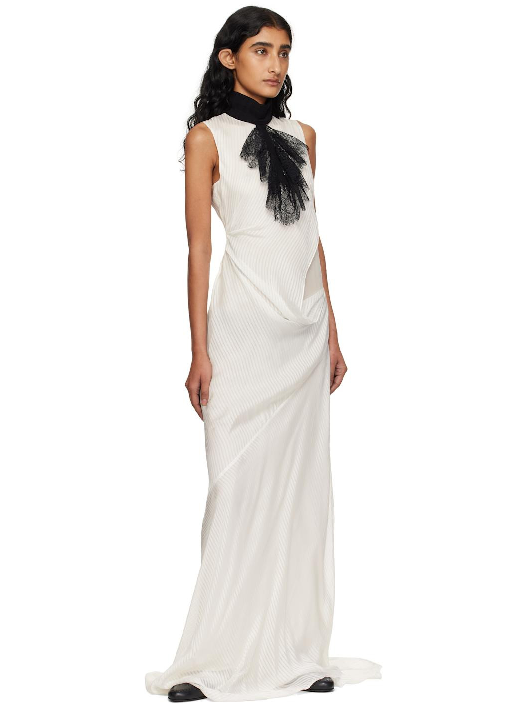 Off-White Leah Long Asymmetric Sleeveless Maxi Dress - 5