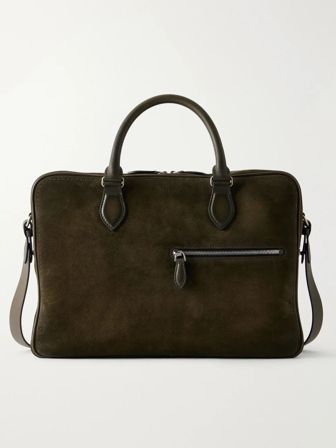 F088 Leather-Trimmed Suede Briefcase - 1