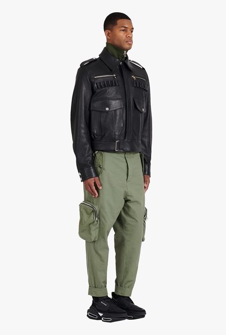 Black leather aviator jacket - 7