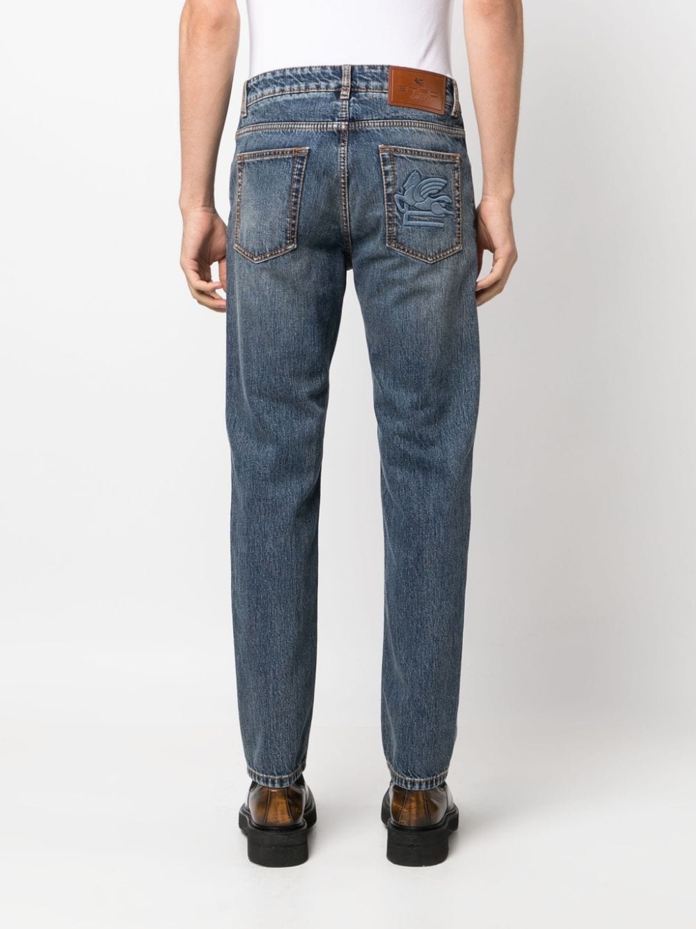 Pegaso-motif slim-cut jeans - 4