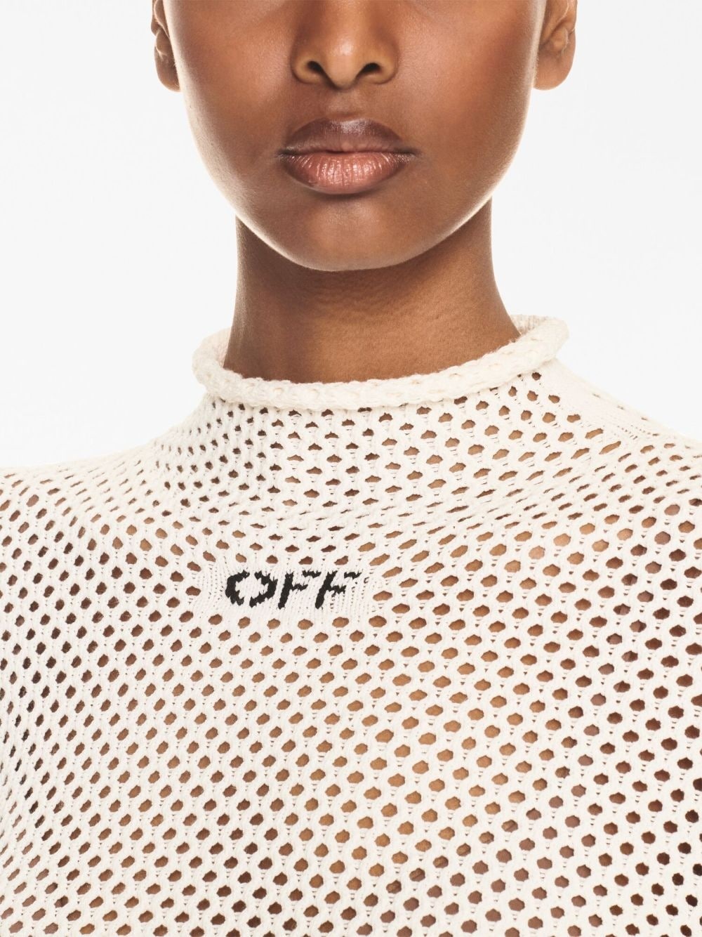 OFF-logo open-knit top - 5