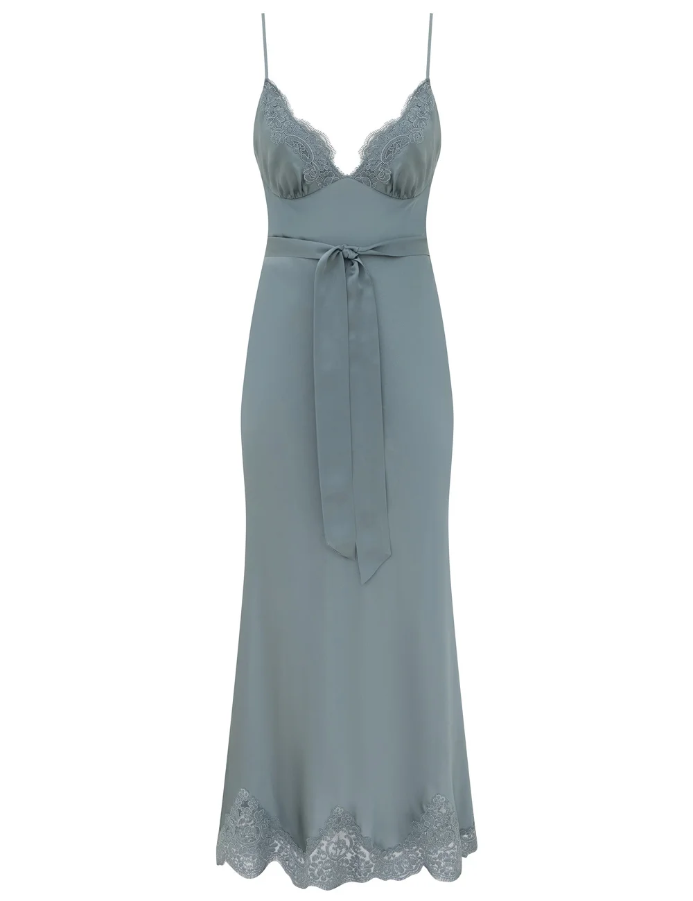 CLASH SATIN LACE MIDI DRESS - 1