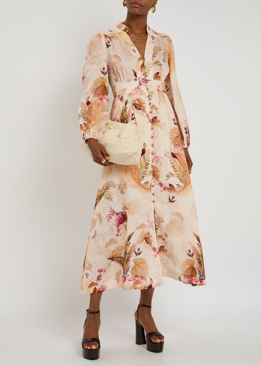 Zimmermann Ascension Plunge Printed Linen Midi Dress - 4