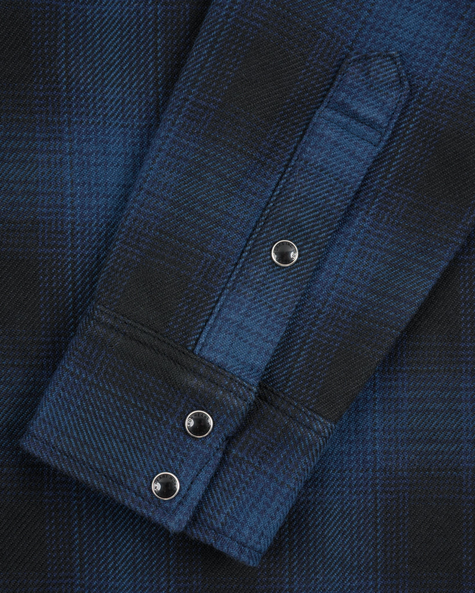 IHSH-264-NAV Ultra Heavy Flannel Ombré Check Western Shirt - Navy/Black - 21