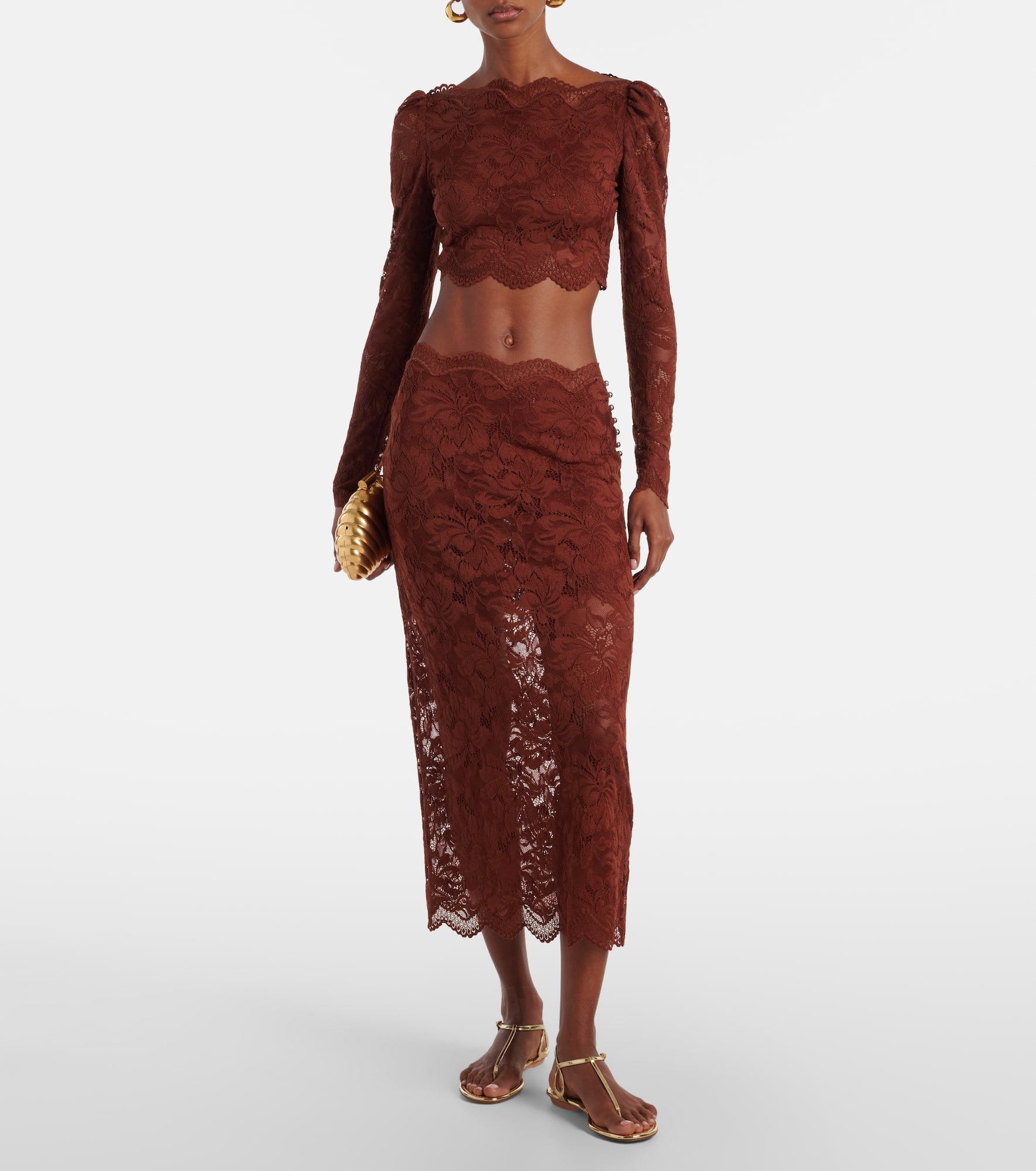 Floral lace midi skirt - 2