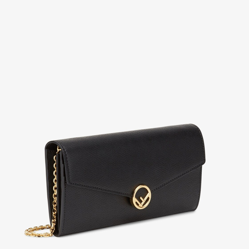 Continental F is Fendi wallet with thin detachable chain shoulder strap. The interior is set out as  2