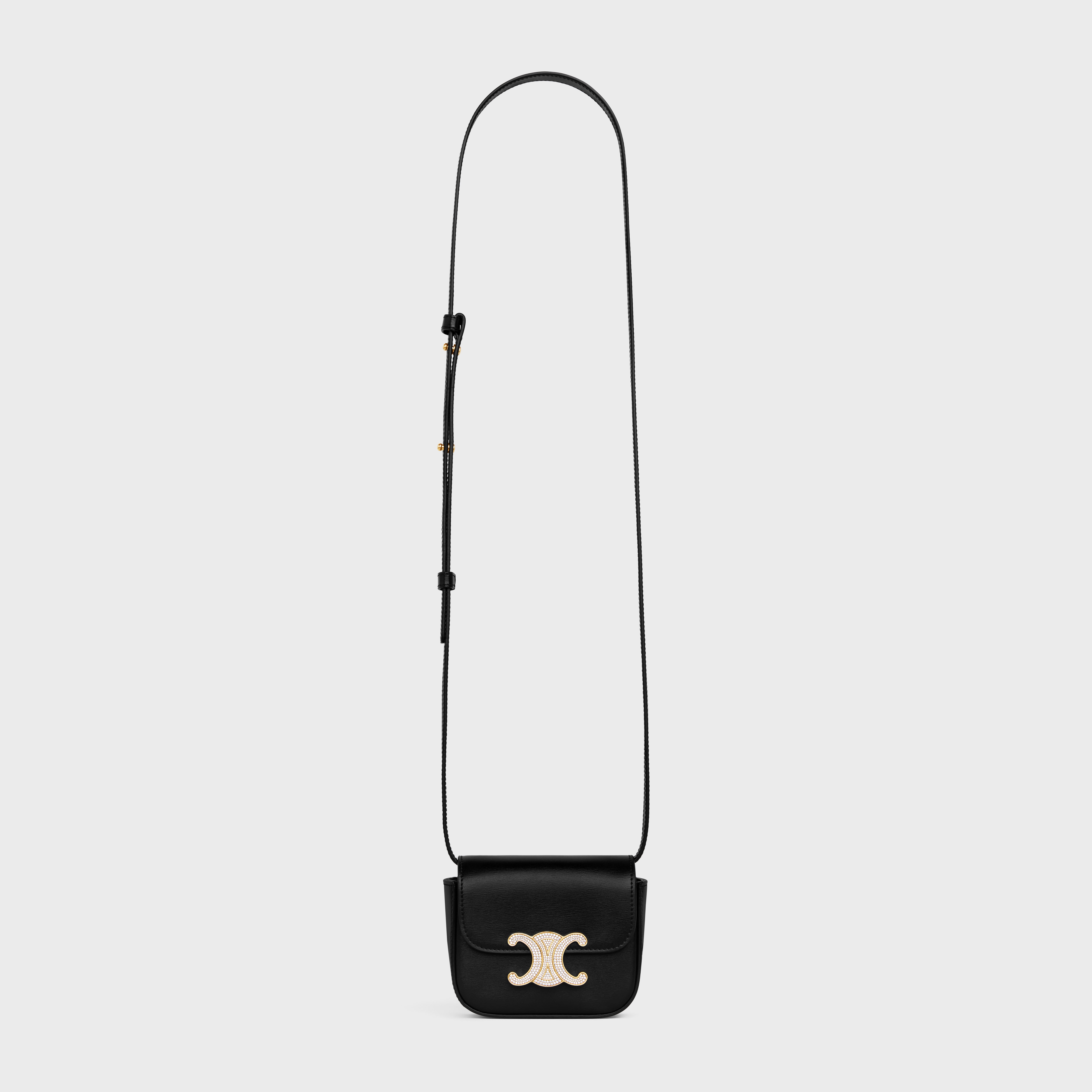 SHOULDER BAG CLAUDE IN SHINY CALFSKIN - BLACK