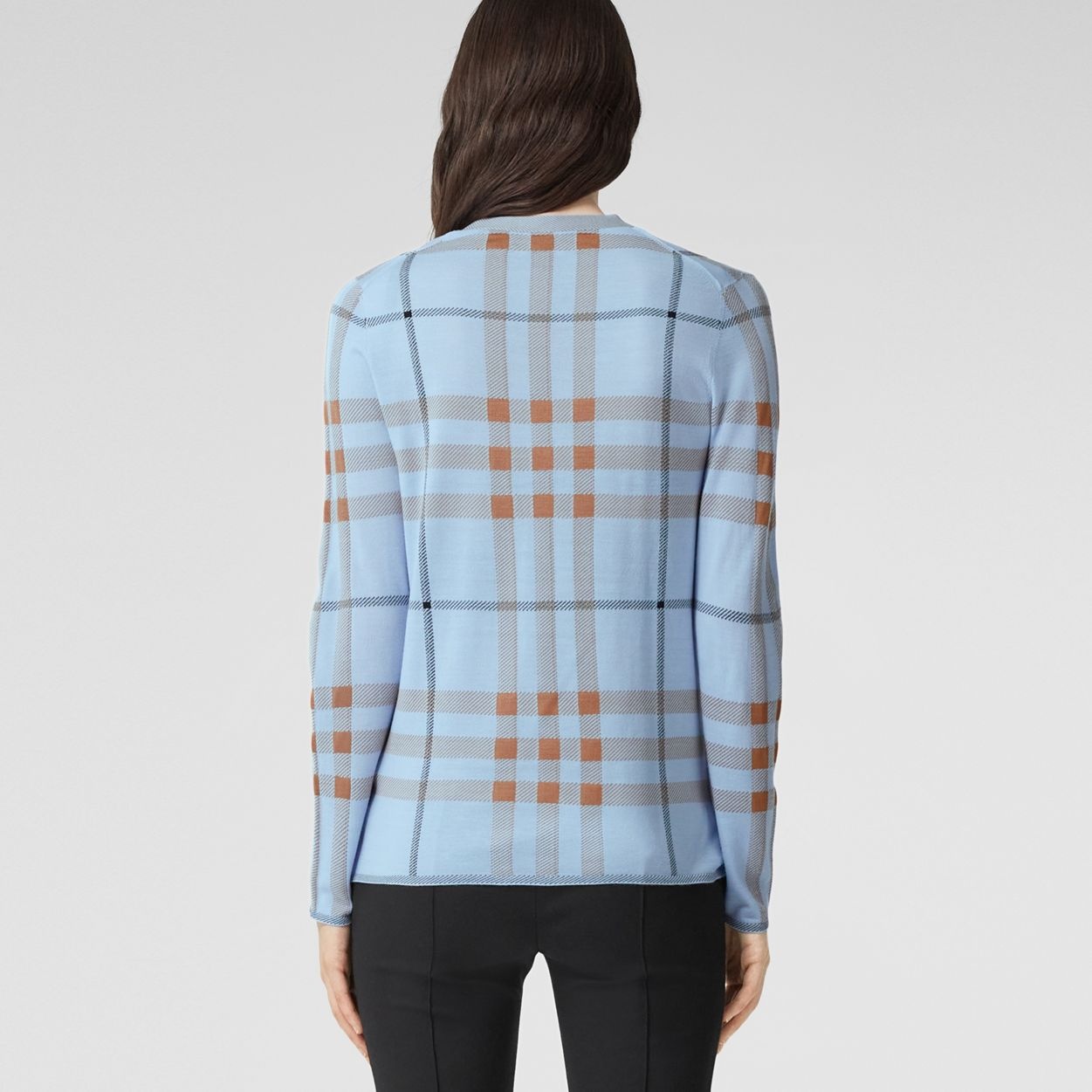 Check Intarsia Wool Silk Cotton Cardigan - 4