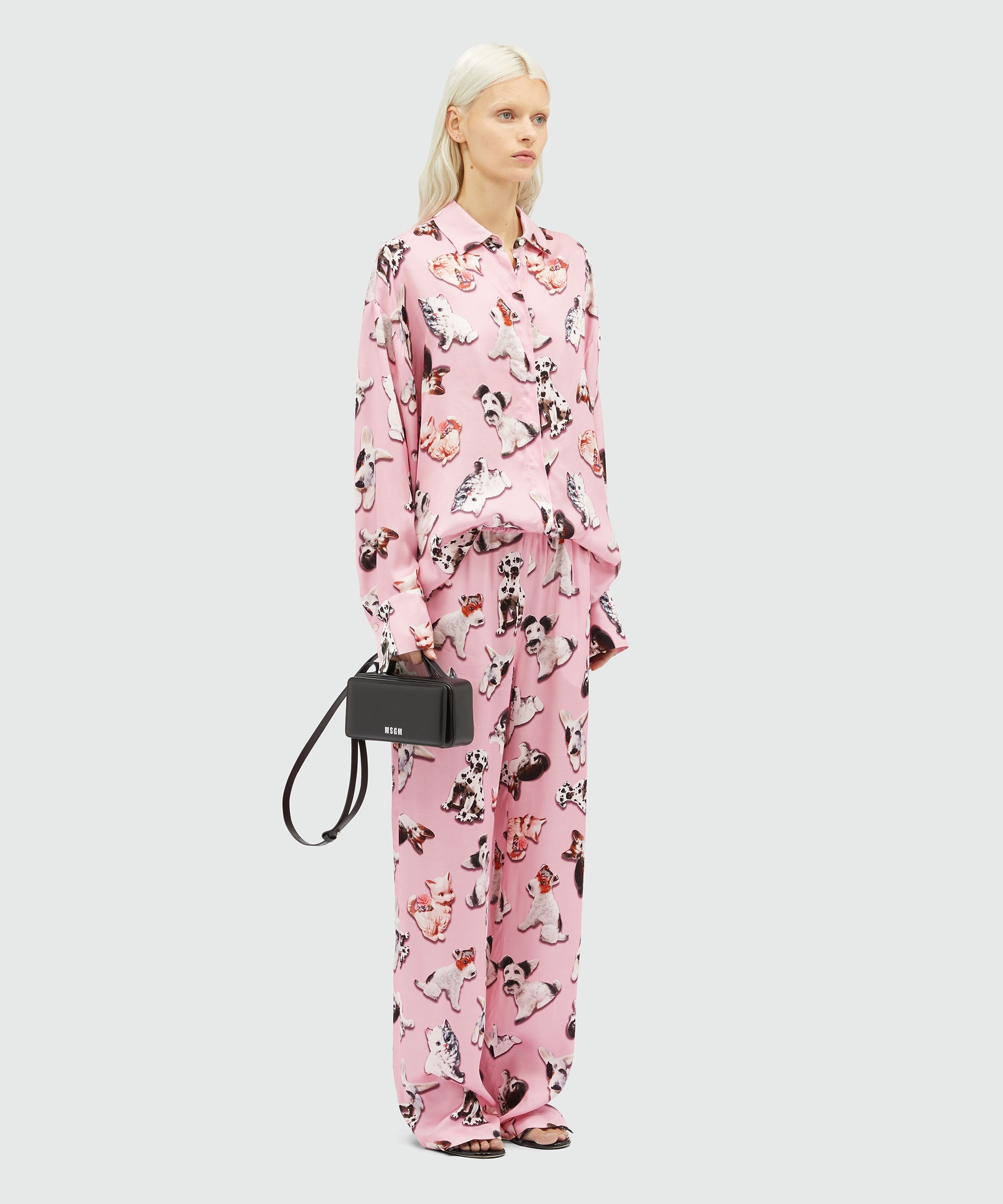 Straight pants with "Ceramic Puppies" motif - 4