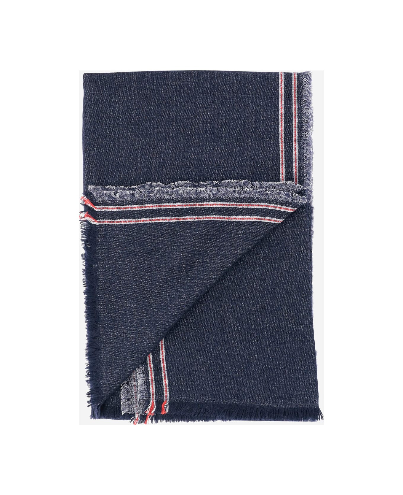 Cashmere And Silk Blend Denim Scarf - 3