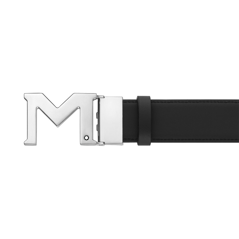 M buckle black 35 mm reversible leather belt 1