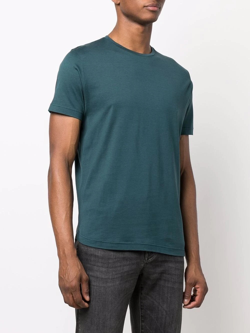 fitted curve-hem T-Shirt - 3