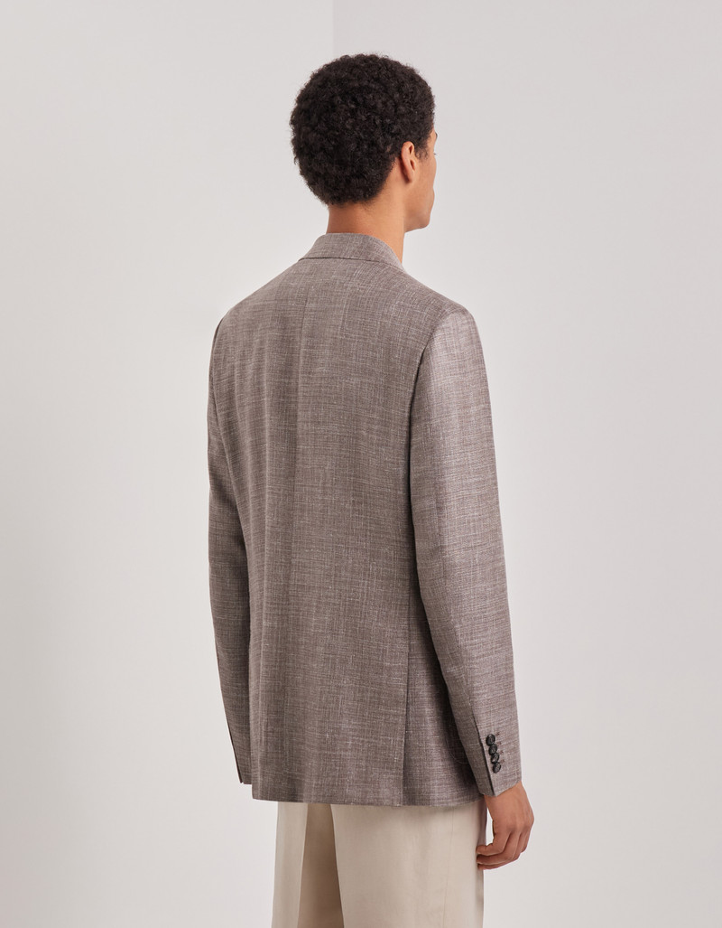 NAVY BLUE TRICOT-EFFECT COTTON JERSEY JACKET 179
