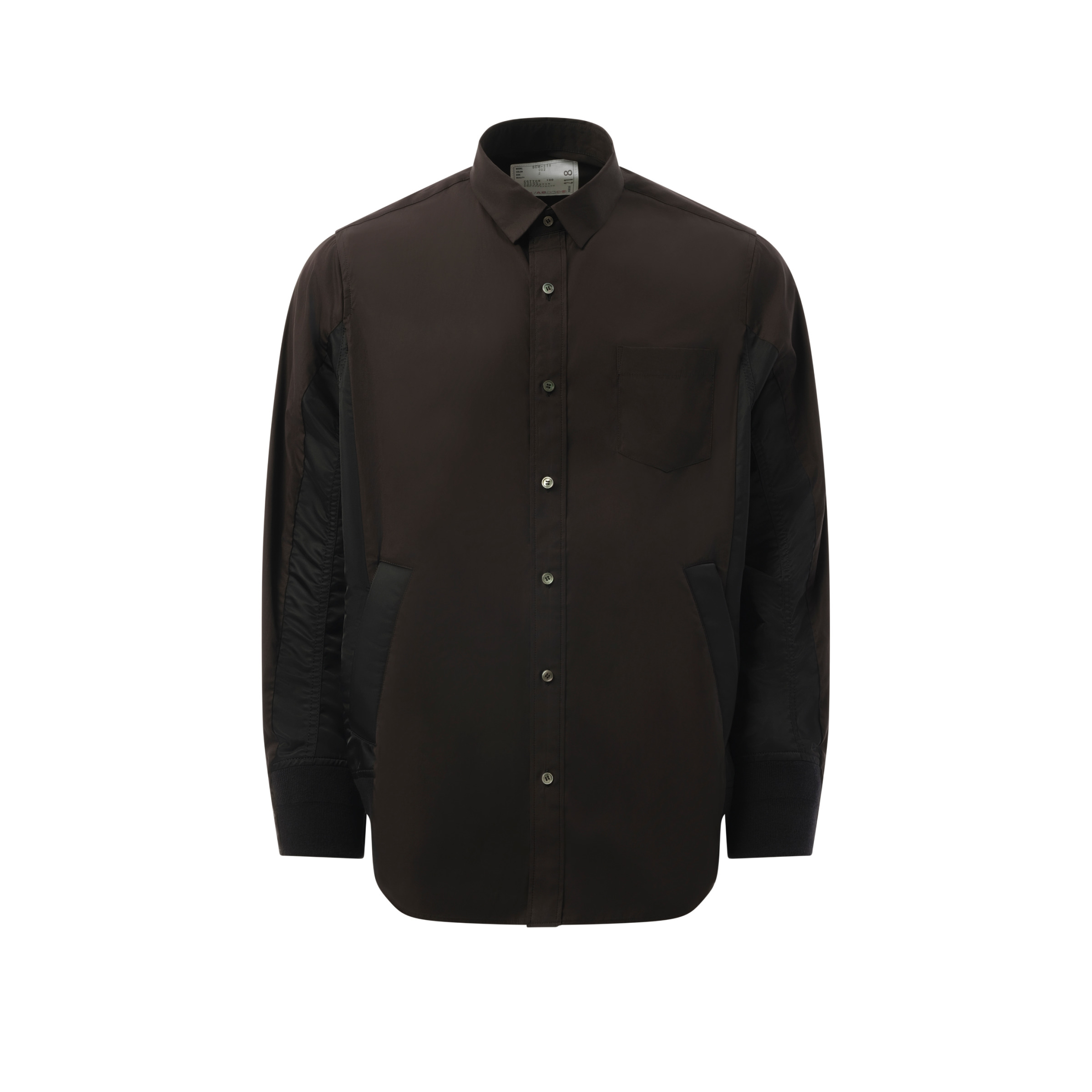 Cotton Poplin Nylon Shirt in Black - 2