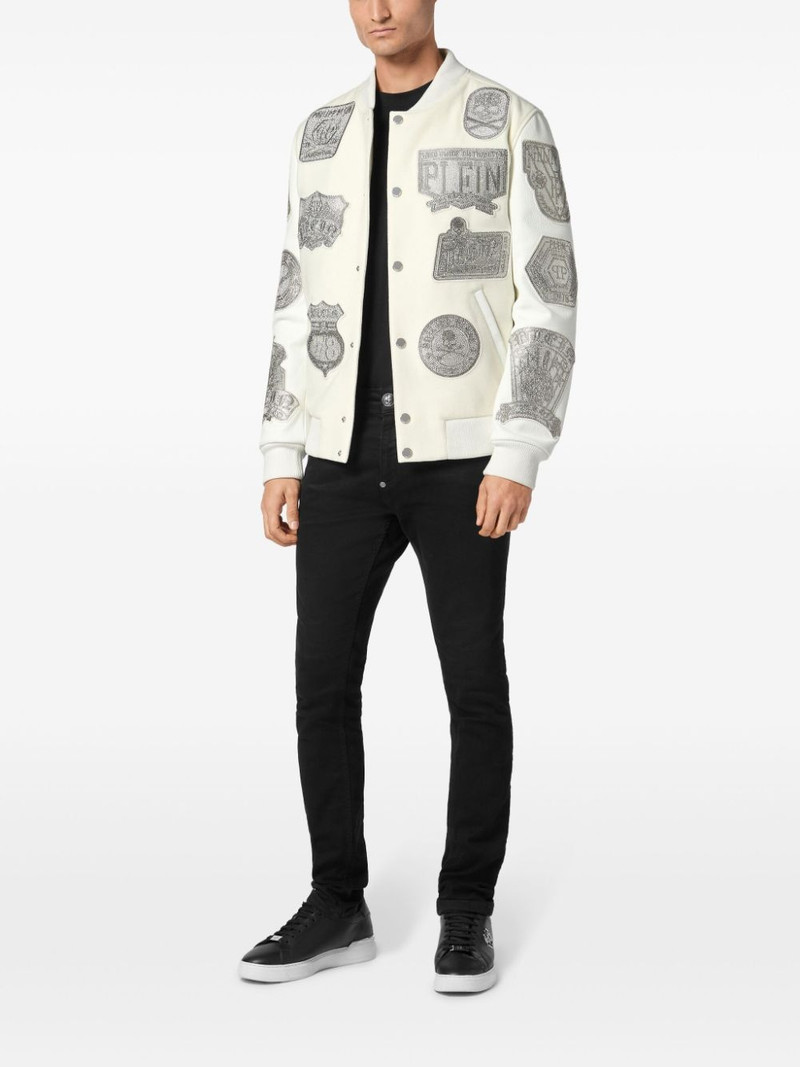 PHILIPP PLEIN Crystal College bomber jacket outlook