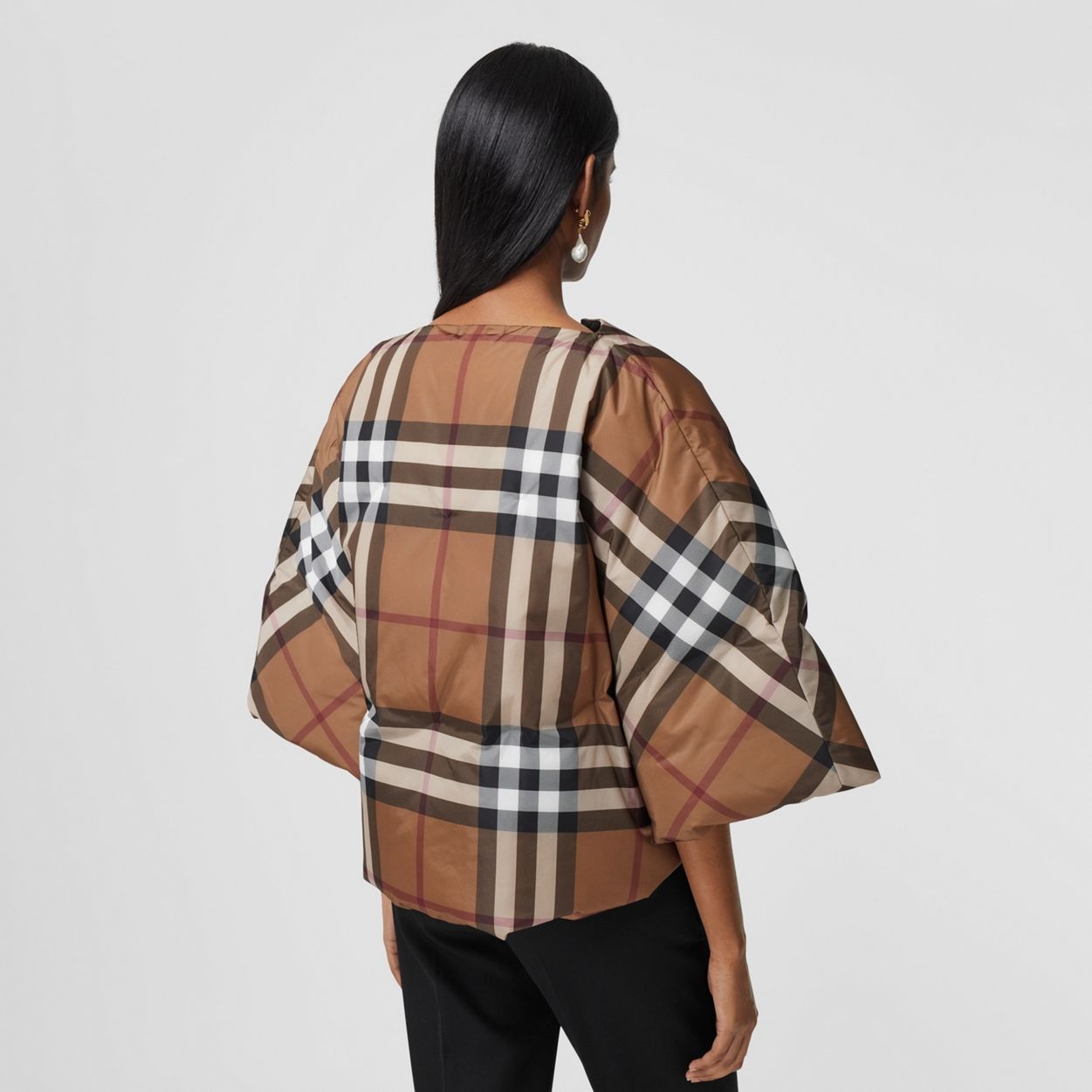 Check Print Nylon Cape - 4