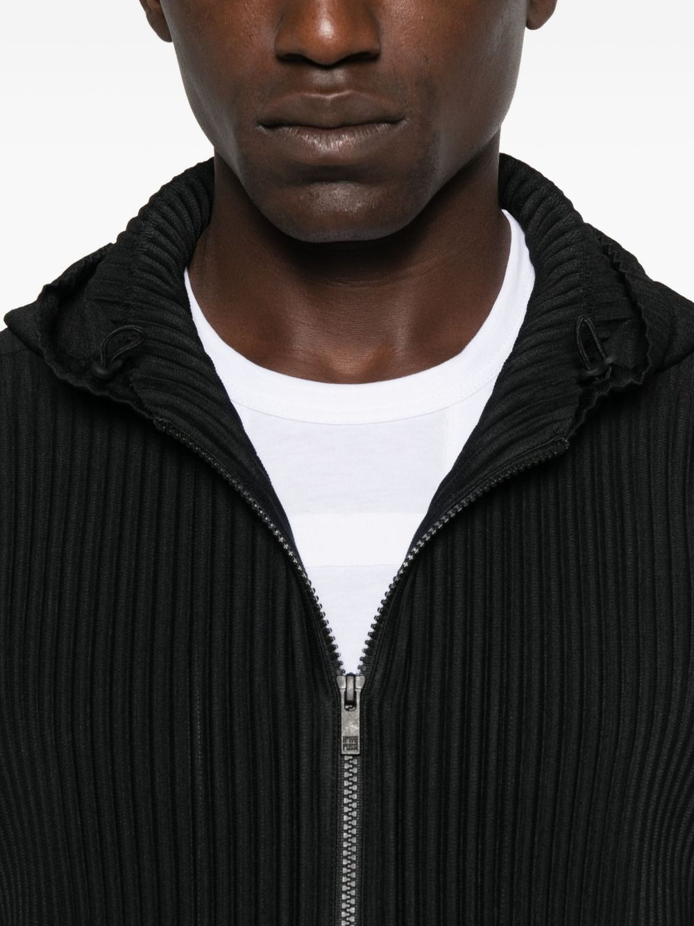 fully-pleated zip-up hoodie - 5
