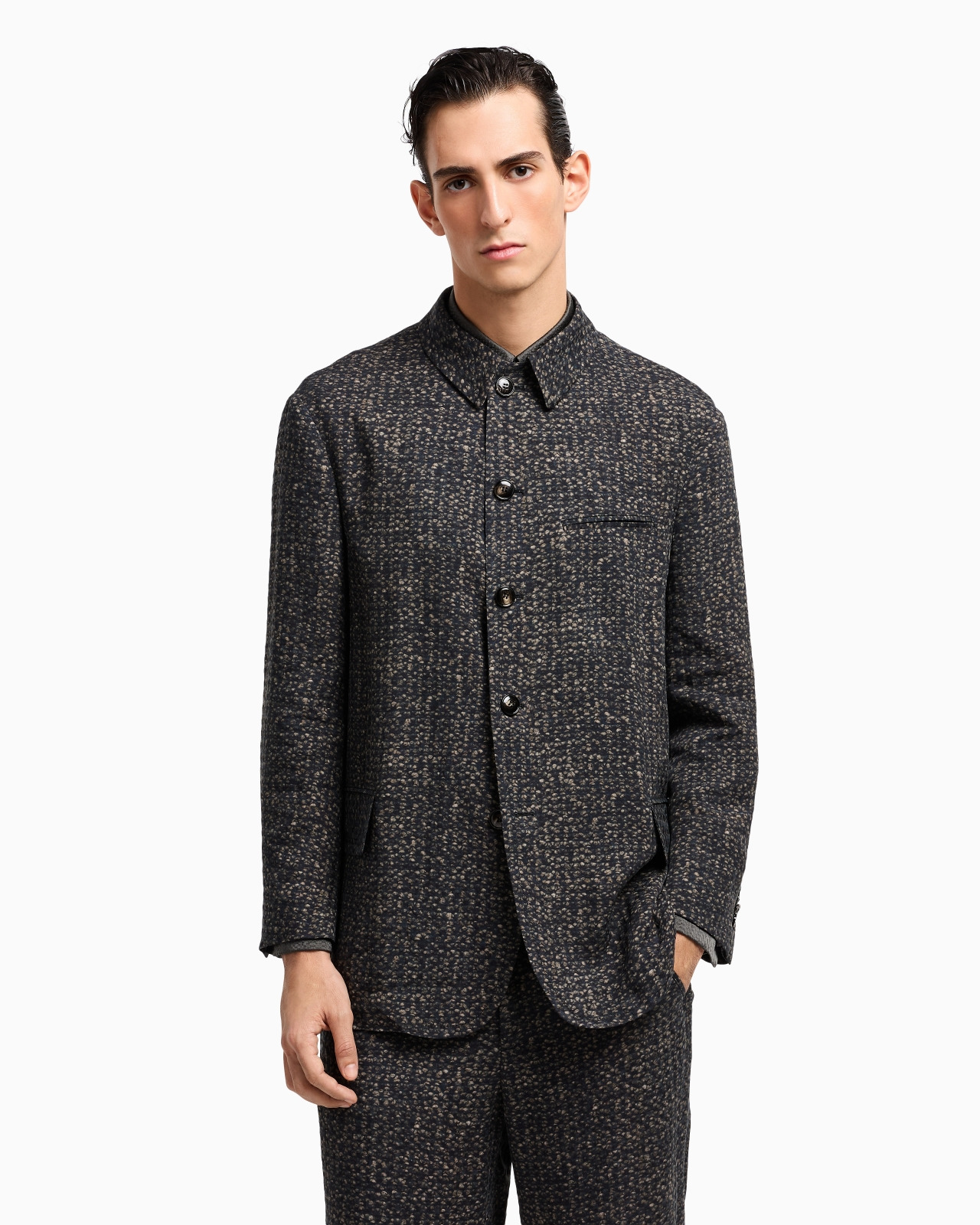 ASV SINGLE-BREASTED JACKET IN PRINTED CUPRO - 4