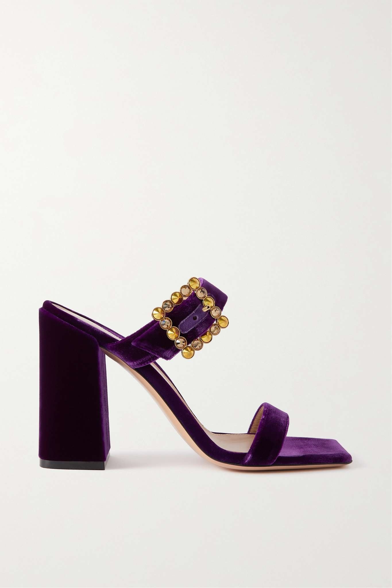 Velluto 95 crystal-embellished velvet sandals - 1