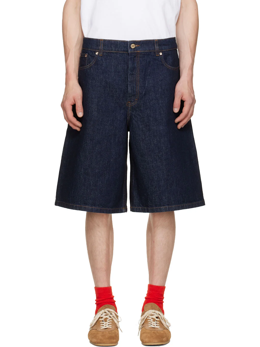 Blue Wide-Leg Denim Shorts - 1