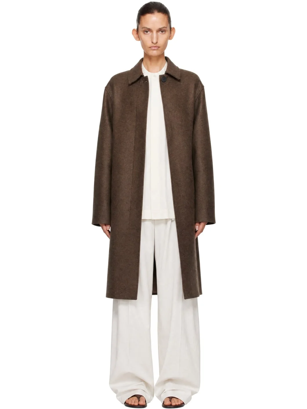 Brown Ria Wool Melton Coat - 1