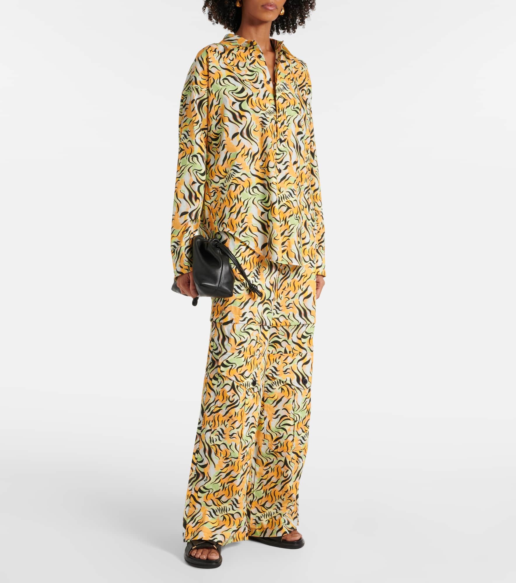Printed cotton wide-leg pants - 2