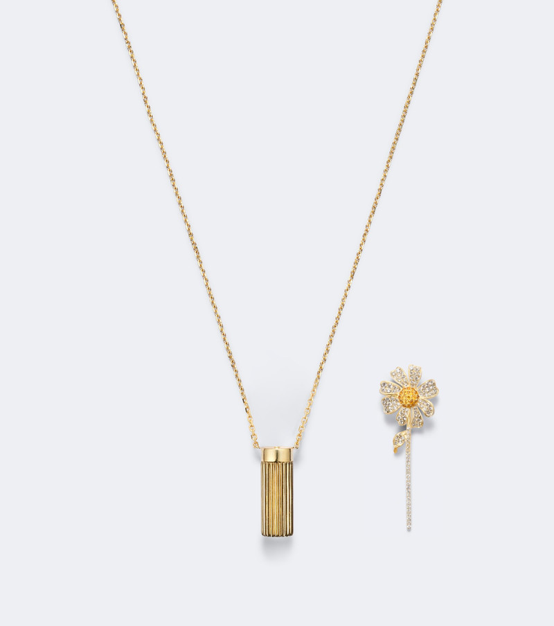Vase Berlingot and Daisy 9kt gold pendant necklace with diamonds and citrines 7