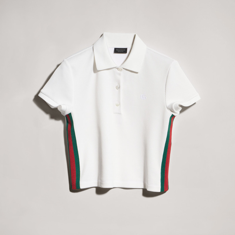 Rib cotton jersey polo shirt with Web - 1
