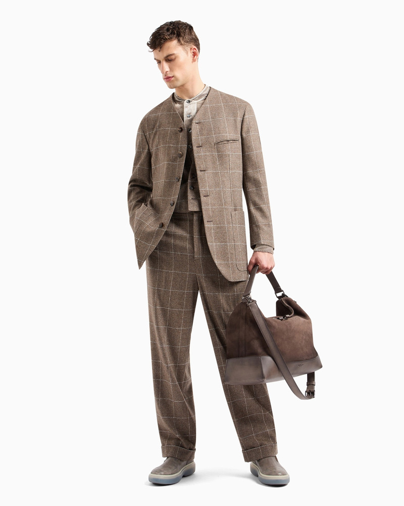 GIORGIO ARMANI Shirt in devoré velvet with a chevron motif outlook