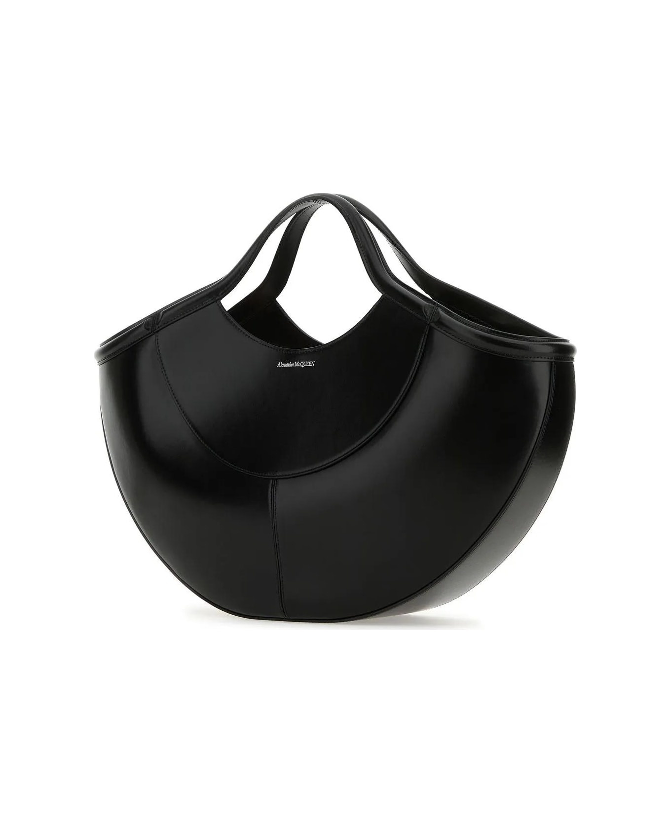 Black Leather Shopping Bag - 2