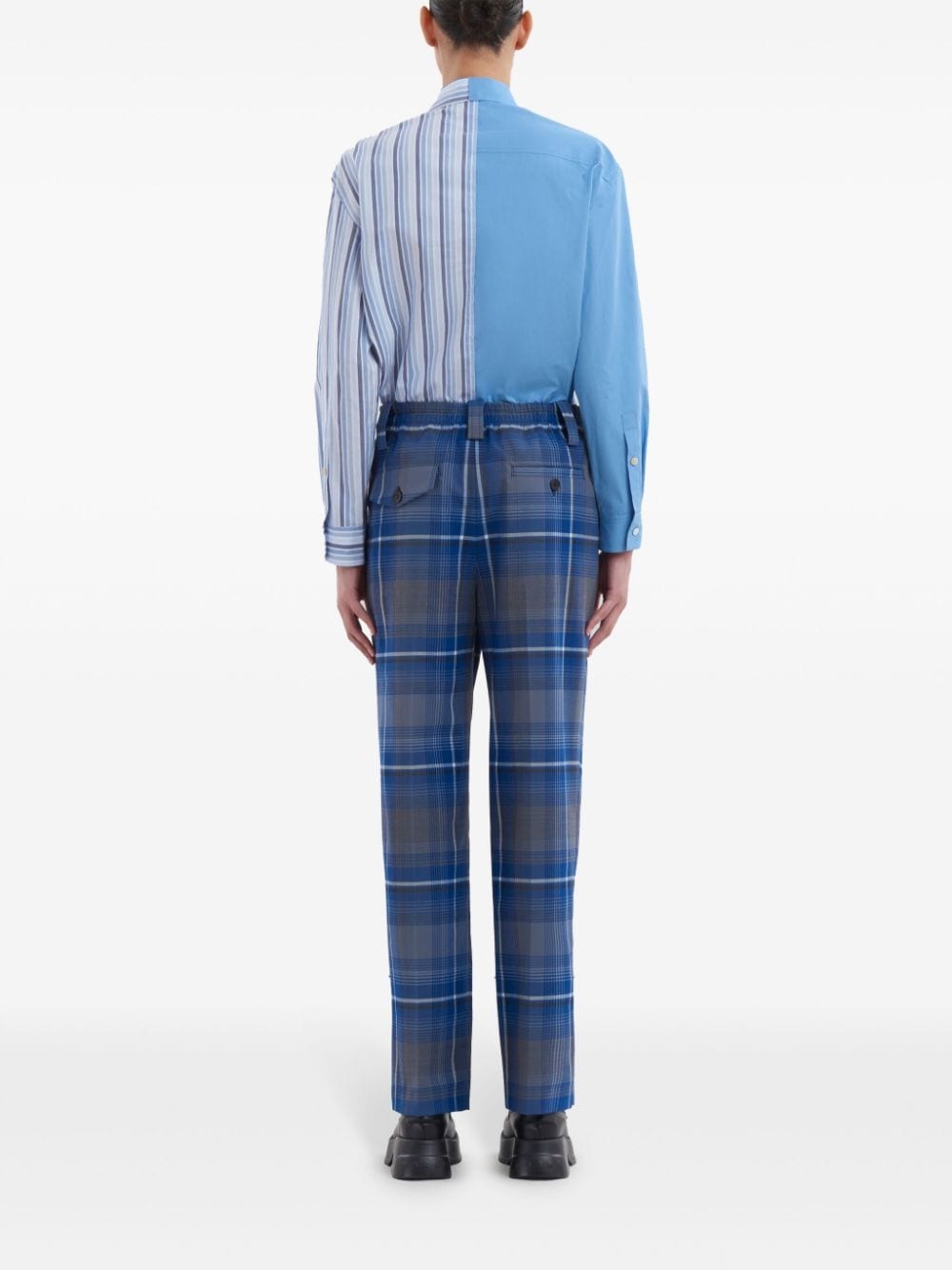 check-print tailored trousers - 4