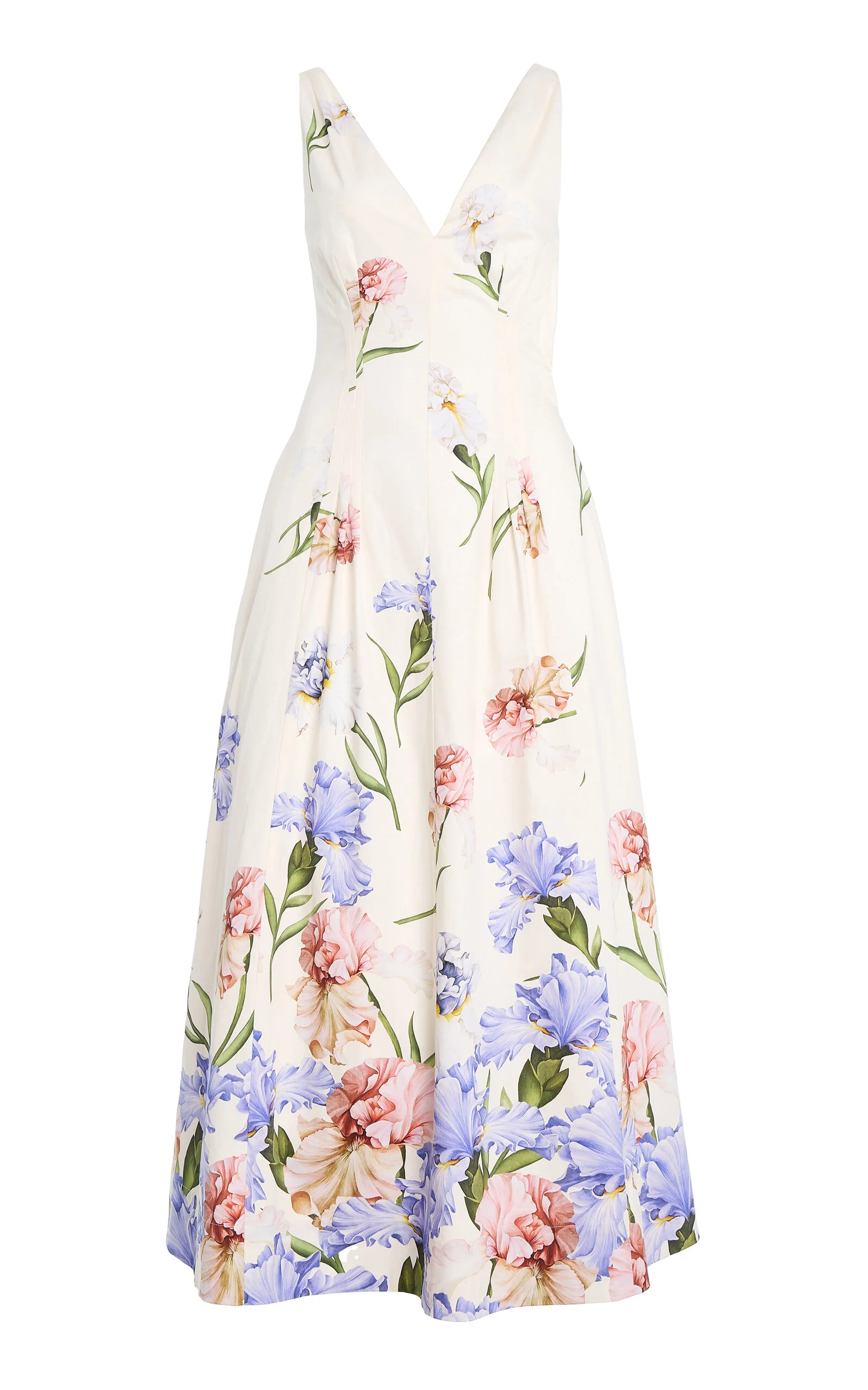 V-Neck Iris Poplin Midi Dress - 1