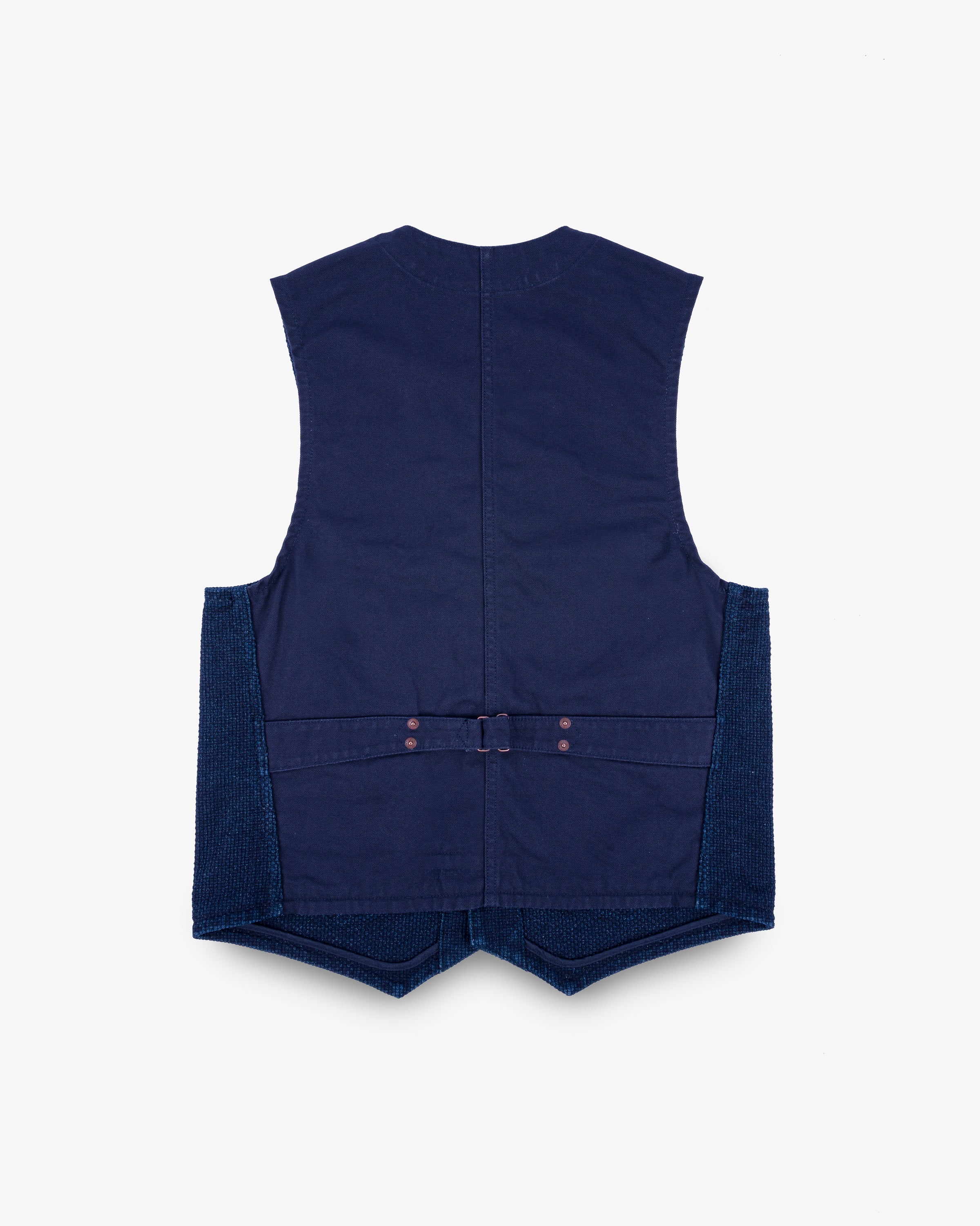 14OZ SASHIKO DOBBY CLOTH / DUCK WORK VEST - INDIGO - 5