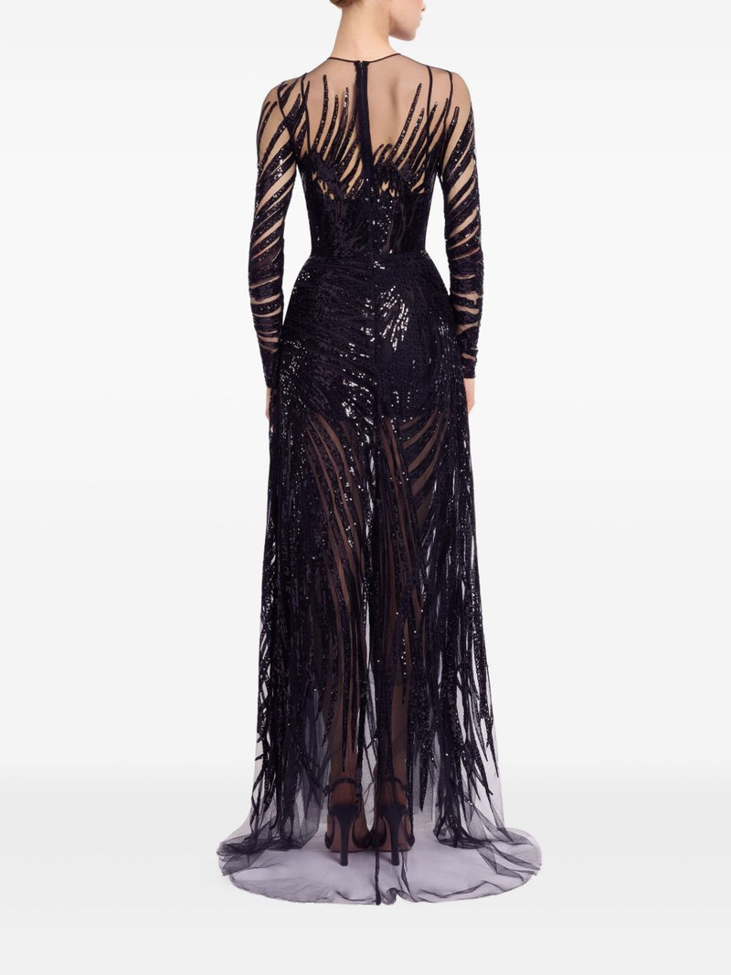 ELIE SAAB sequin tulle embroidered dress outlook