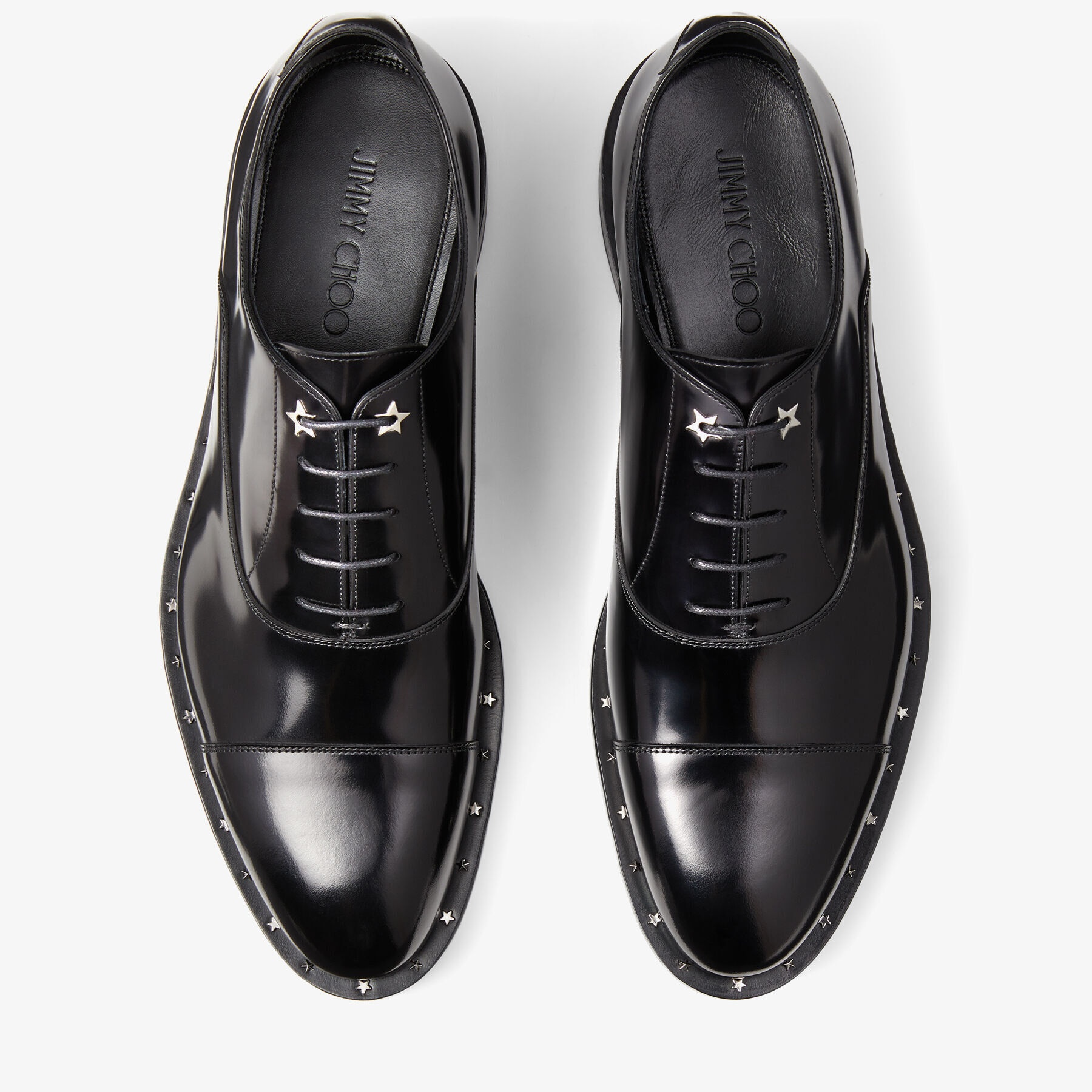 Finnion
Black Brush-Off Leather Oxford Shoes with Star Studs - 4