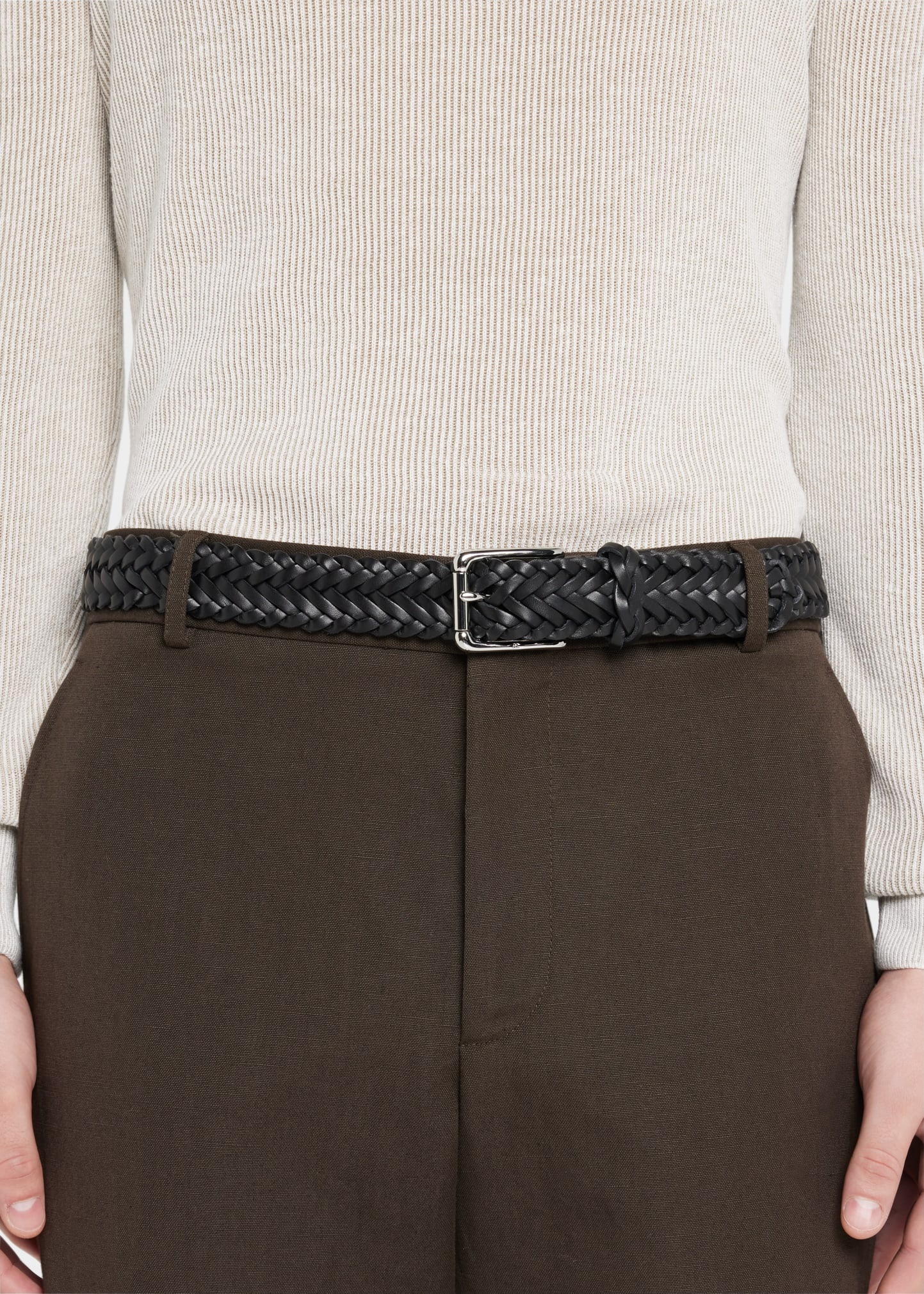 Men's Braided Leather Belt, 32mm - 2