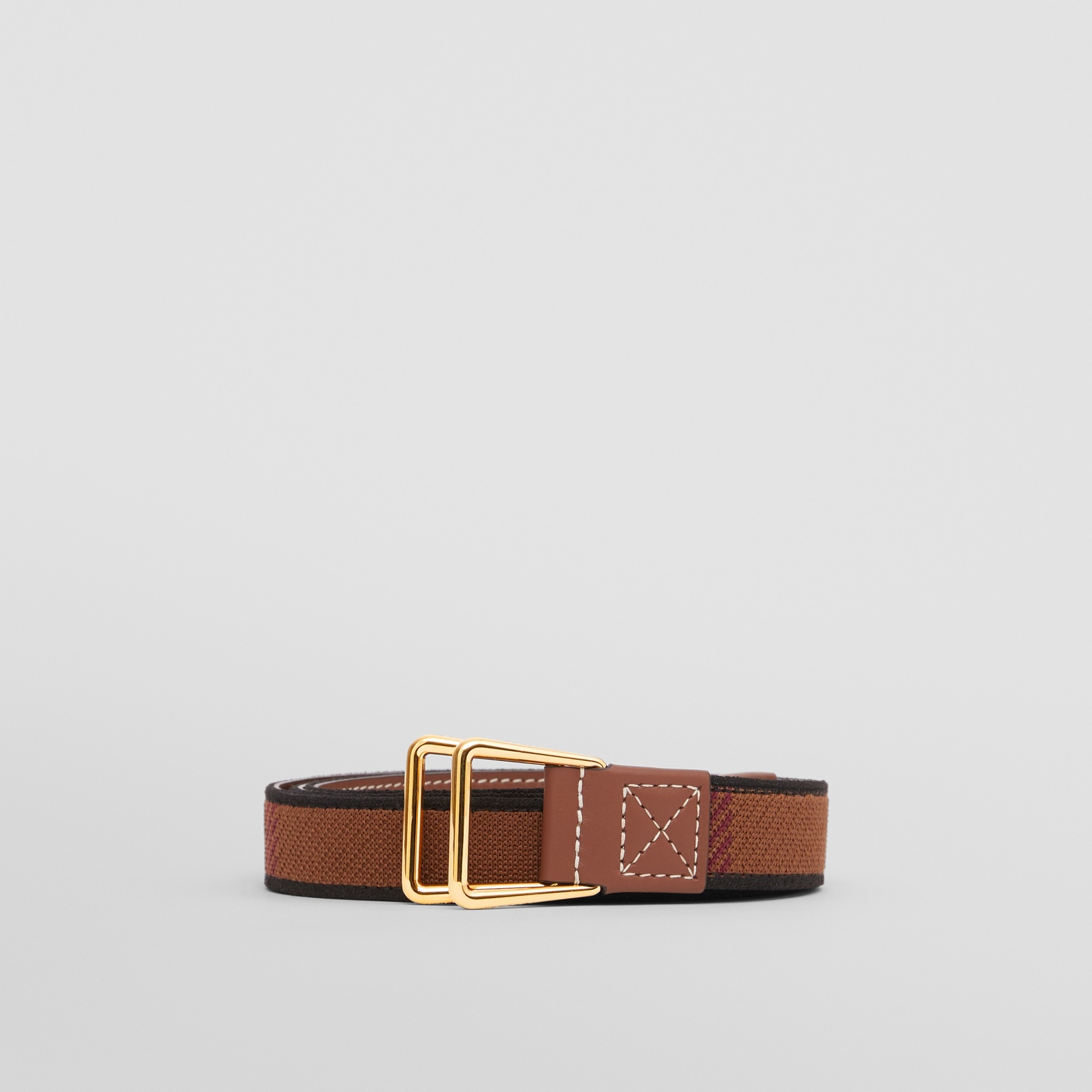 Exaggerated Check and Leather Belt - 4