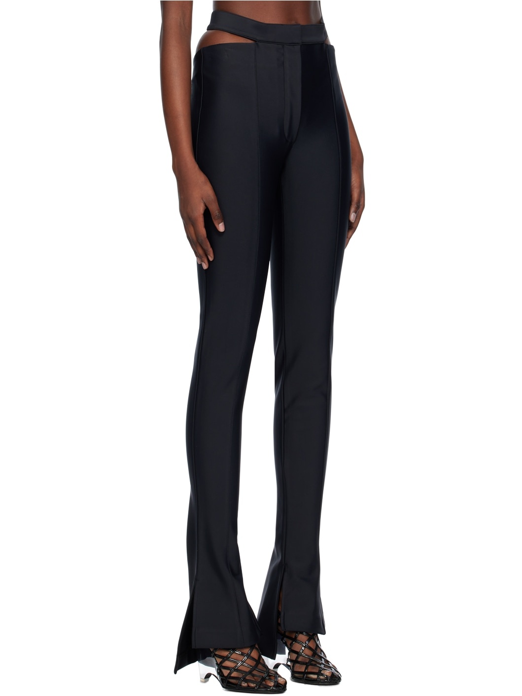 Black Cutout Trousers - 2