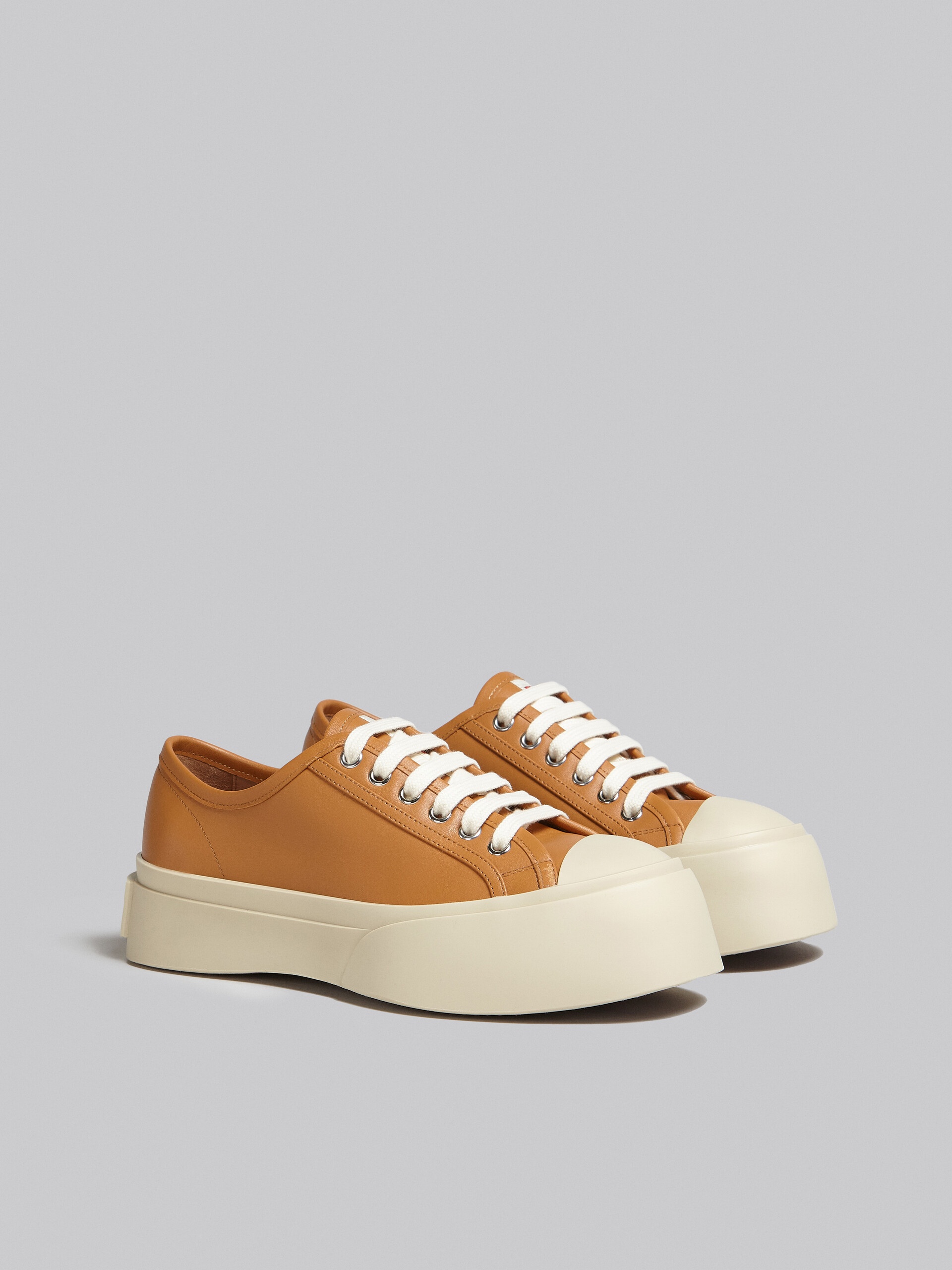 BROWN NAPPA LEATHER PABLO LACE-UP SNEAKER - 2