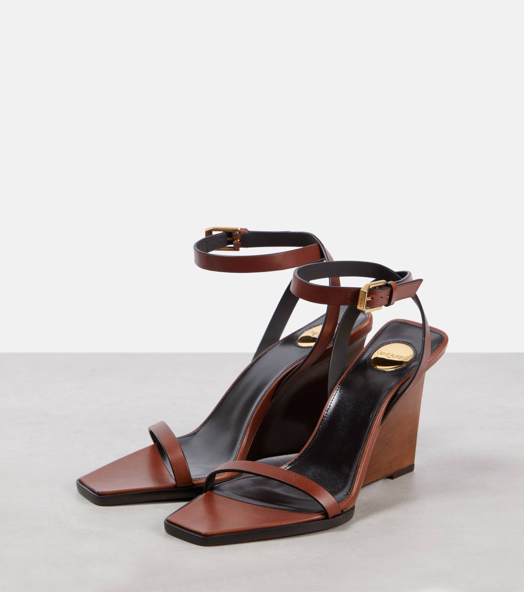 90 leather wedge sandals - 4