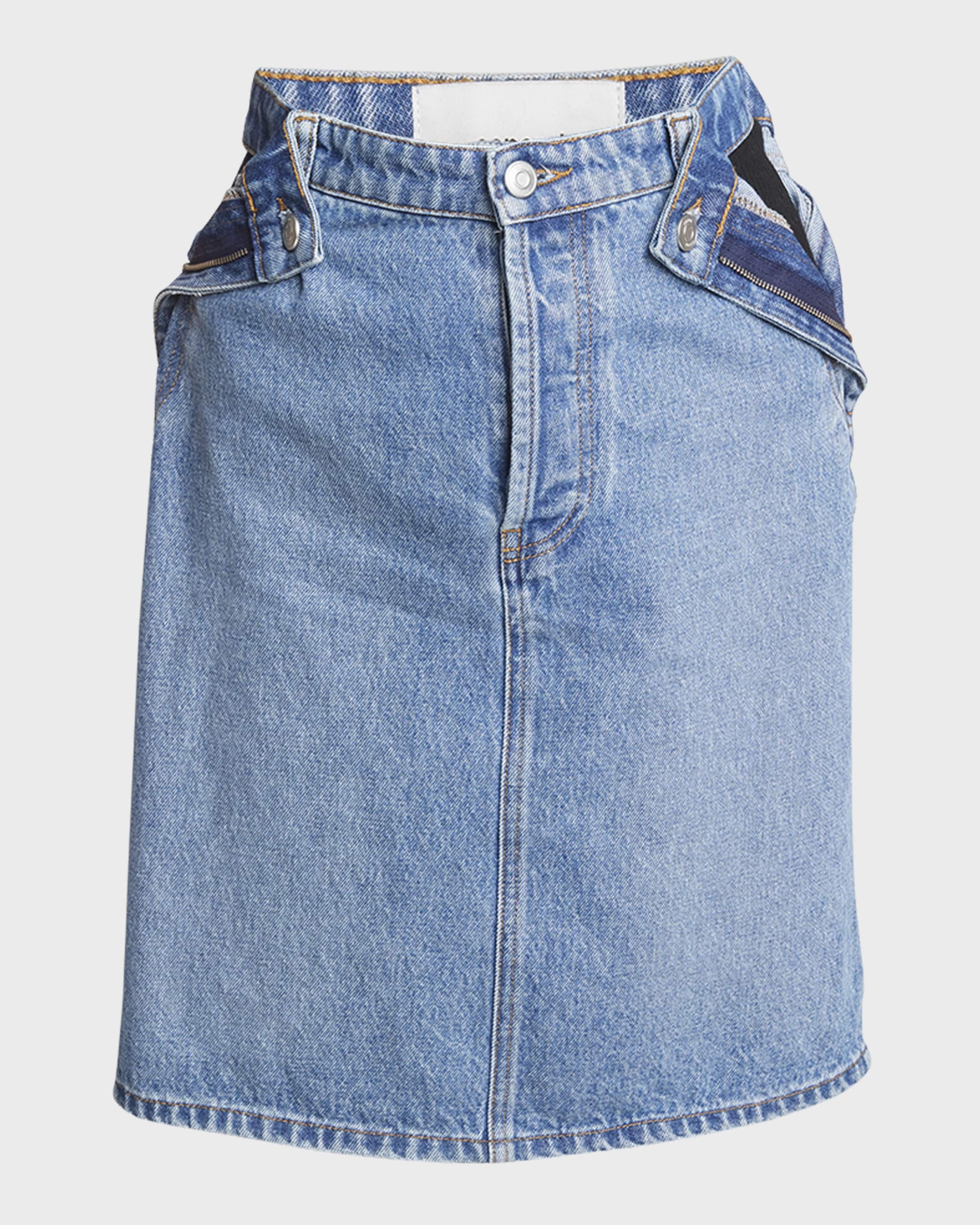 Hip Cutout Denim Mini Skirt - 1