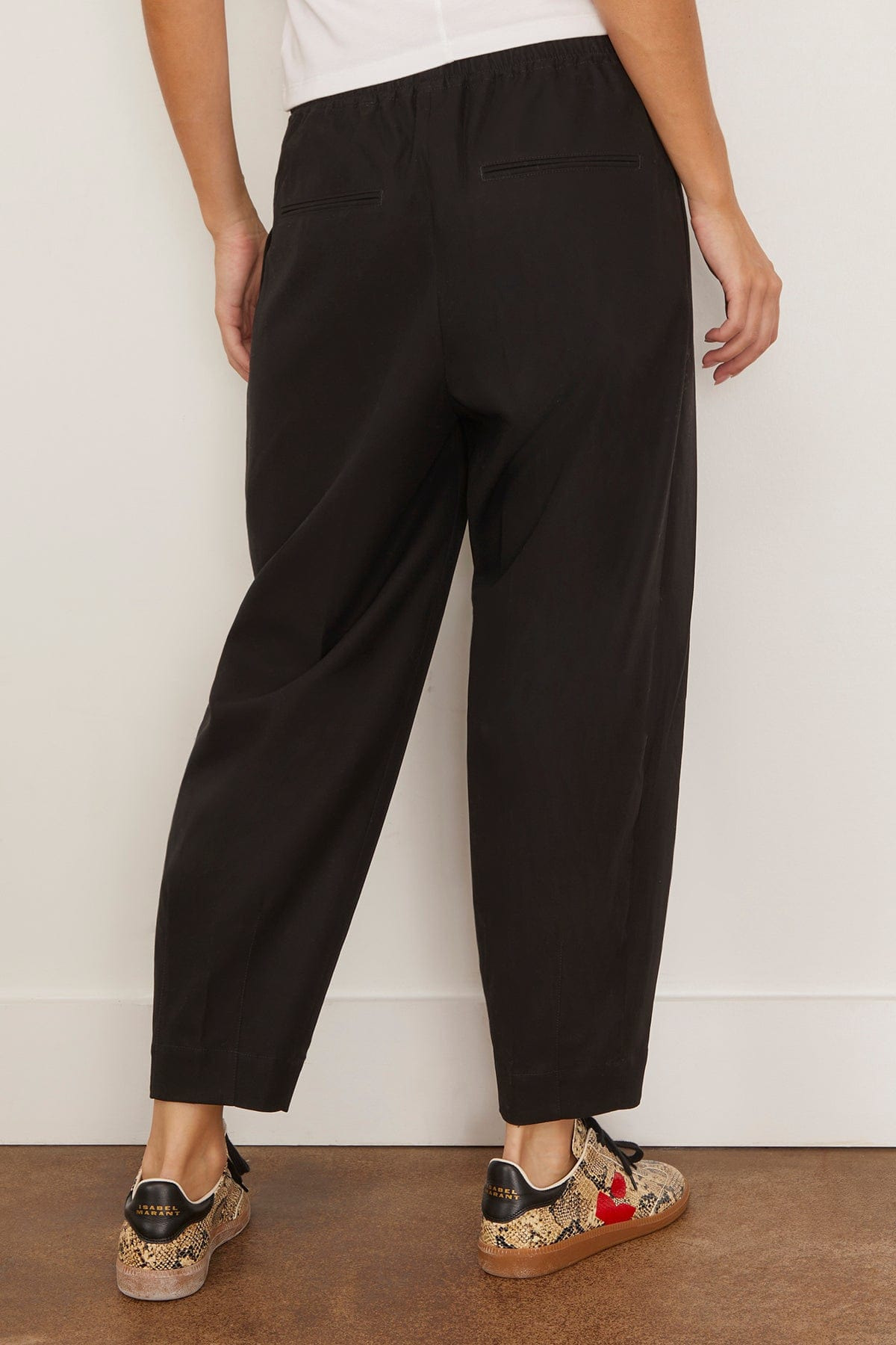 Barrel Leg Drawstring Trouser in Black - 4