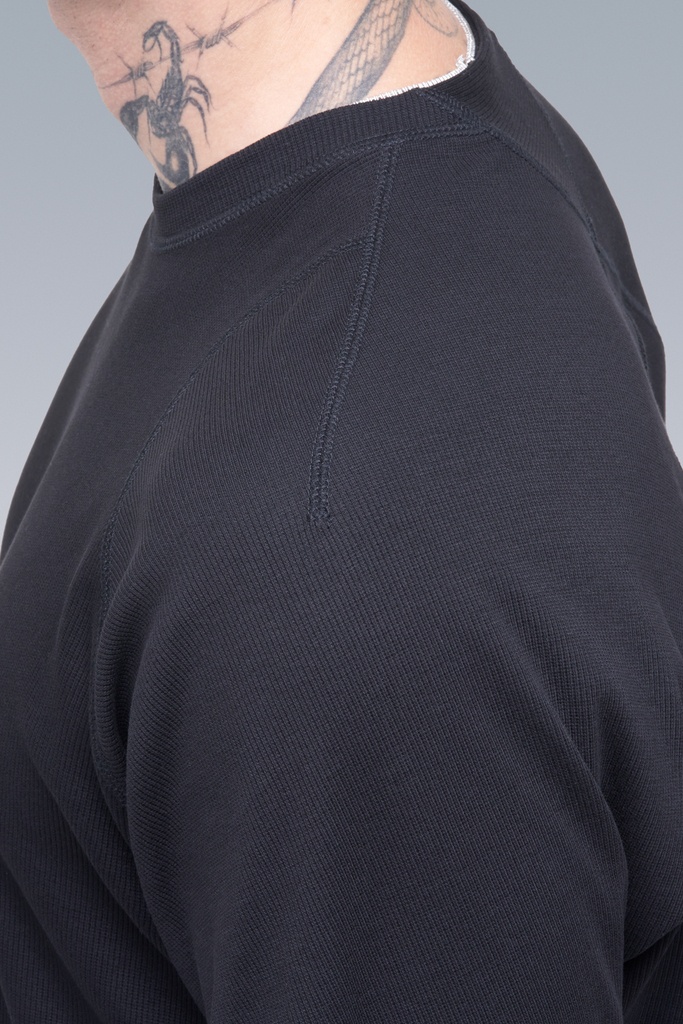 S27-PR Cotton Rib Longsleeve Shirt Black, Size: Medium - 10