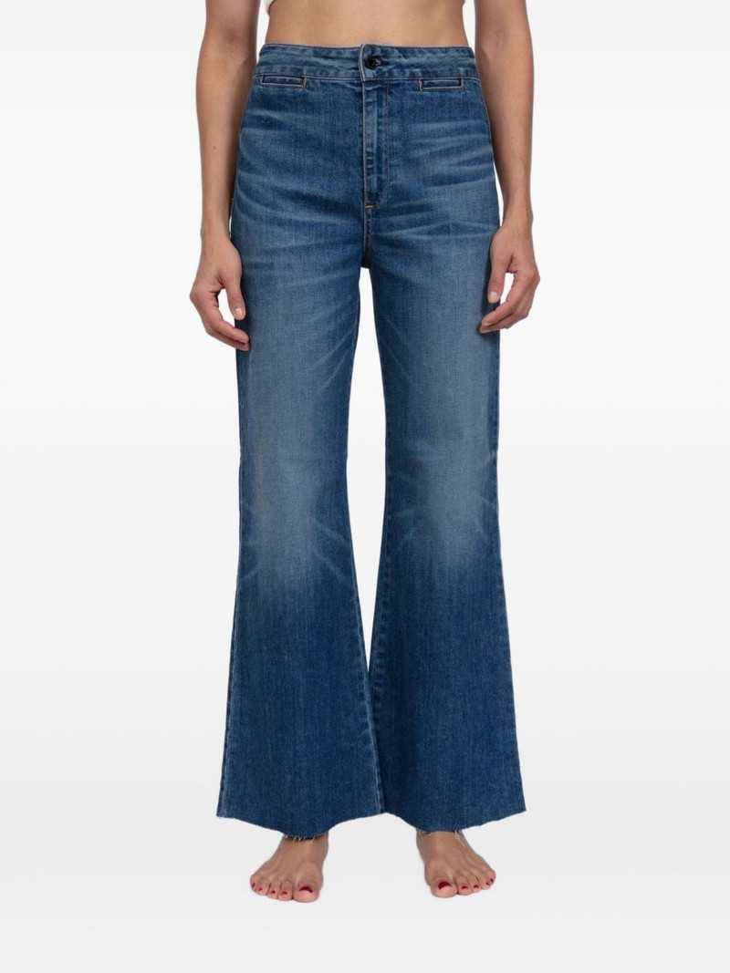 whiskered raw-hem jeans 1
