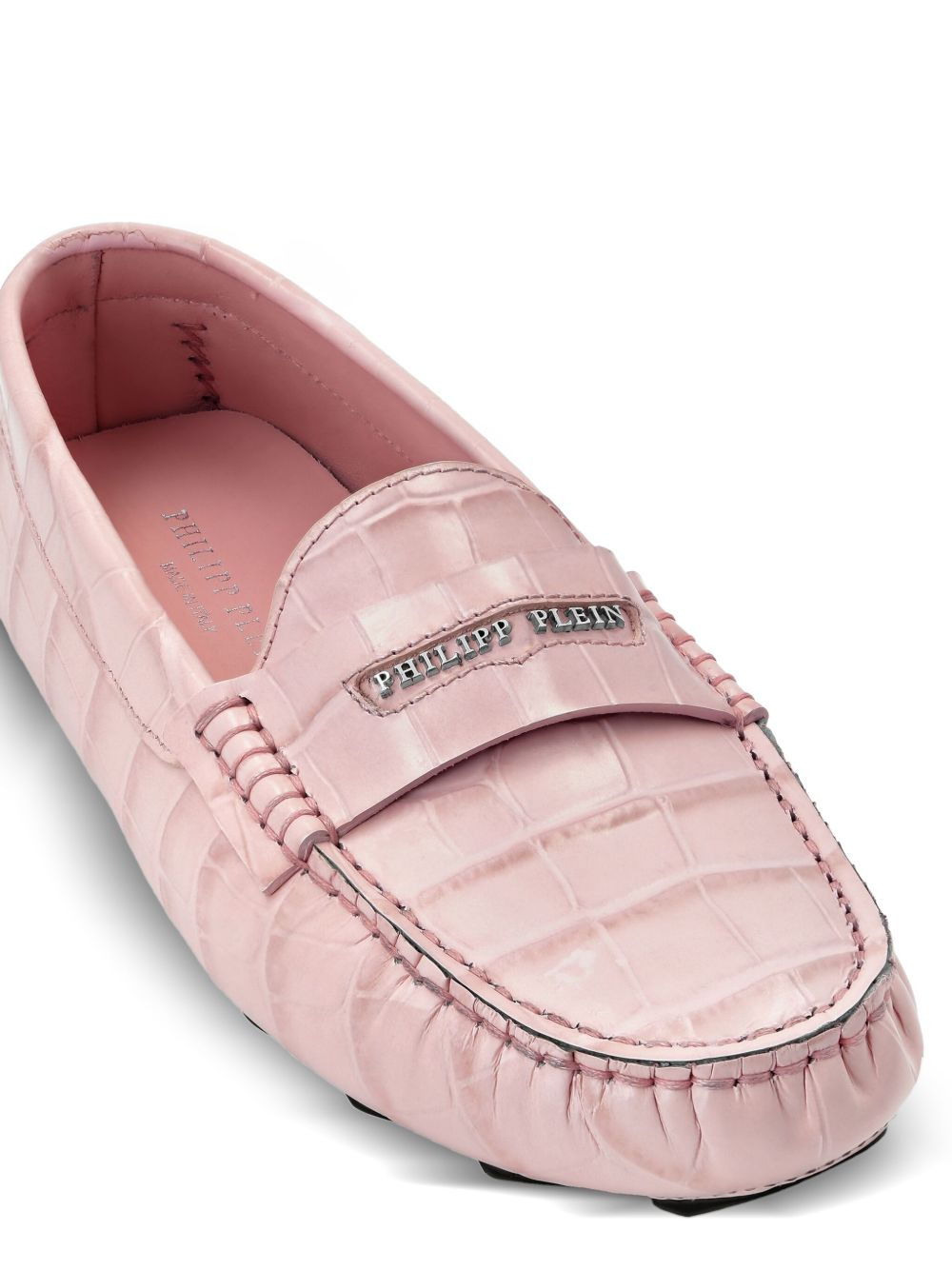 crocodile-embossed loafers - 4