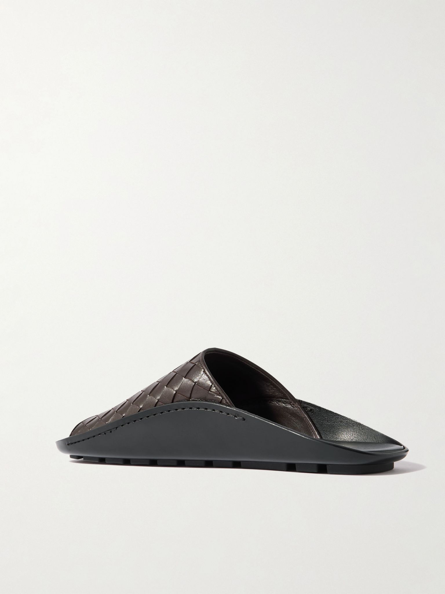 Wave Intrecciato Leather Slides Dark brown - 4