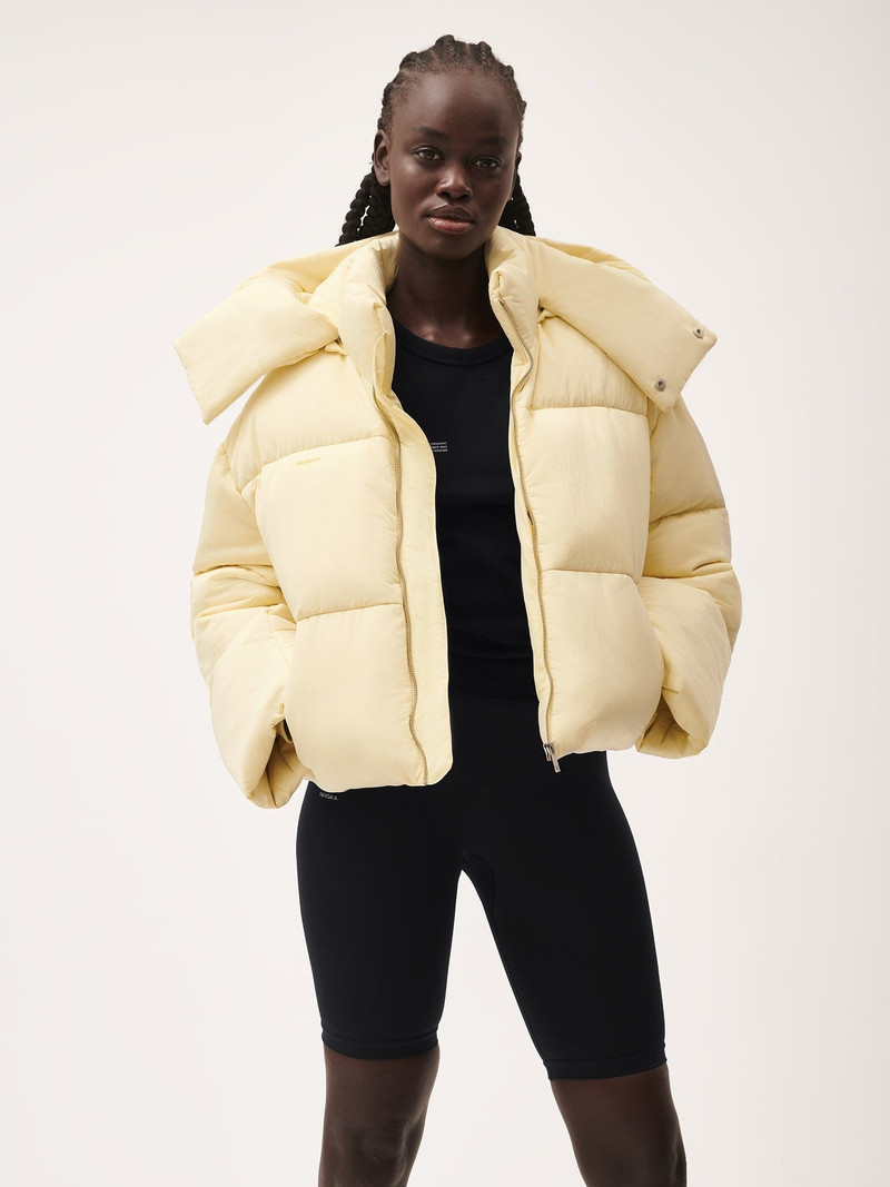 PANGAIA Women’s Flower-Warmth Recycled Nylon Cropped Puffer - Rind Yellow outlook