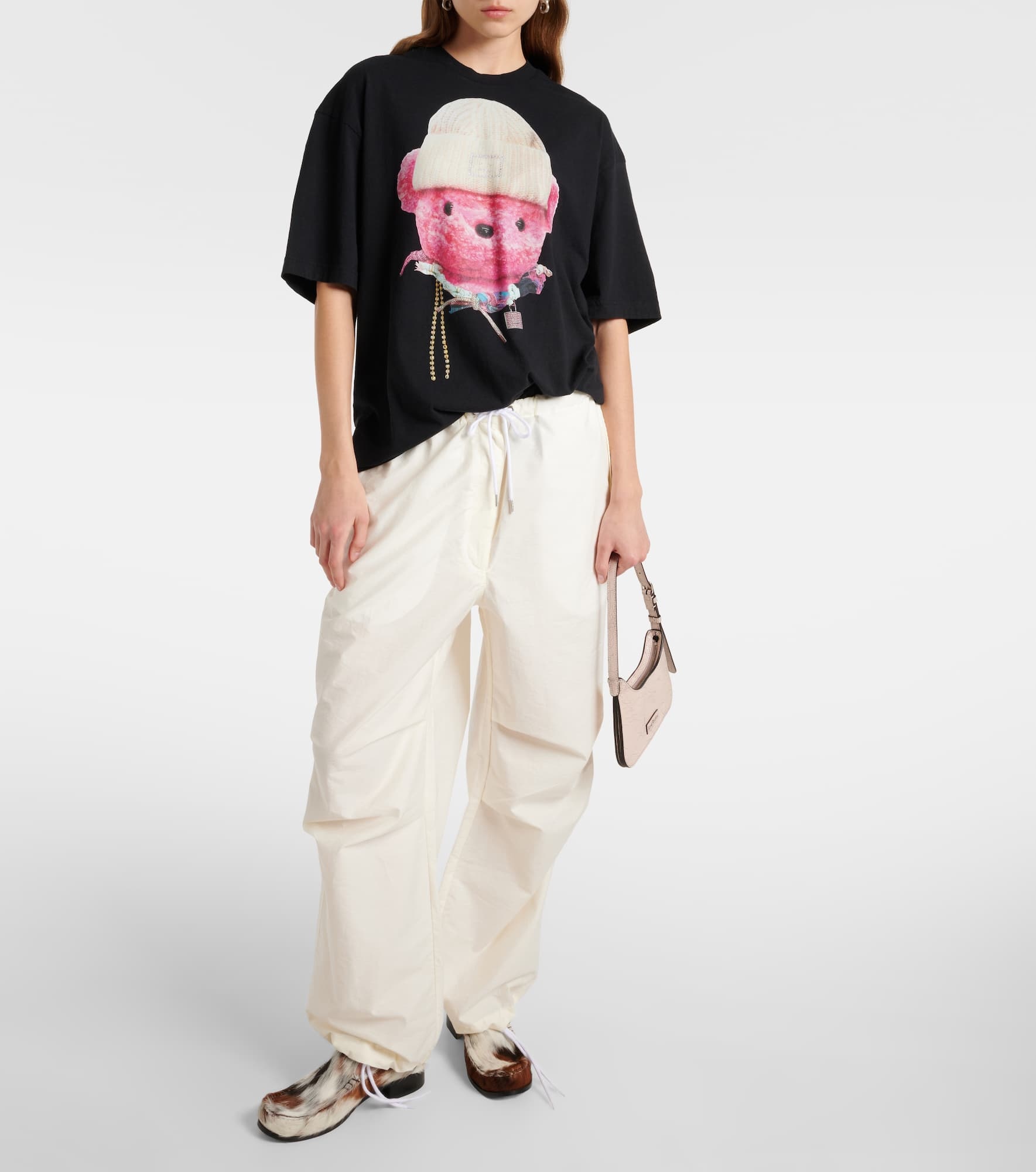 Mid-rise cotton-blend wide-leg pants - 2