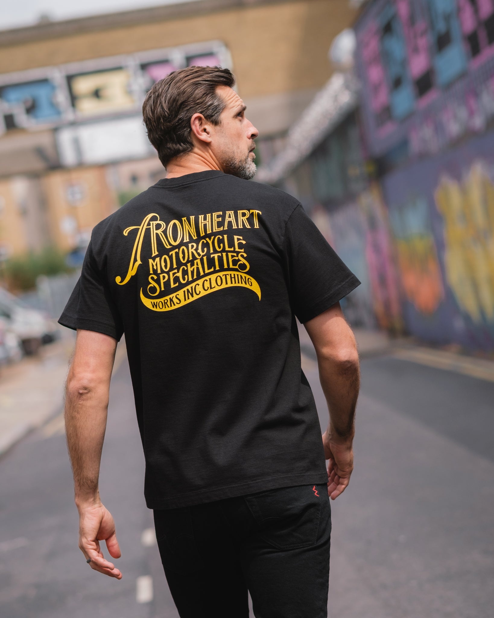 7.5OZ PRINTED LOOPWHEEL CREW NECK T-SHIRT - BLACK - 4